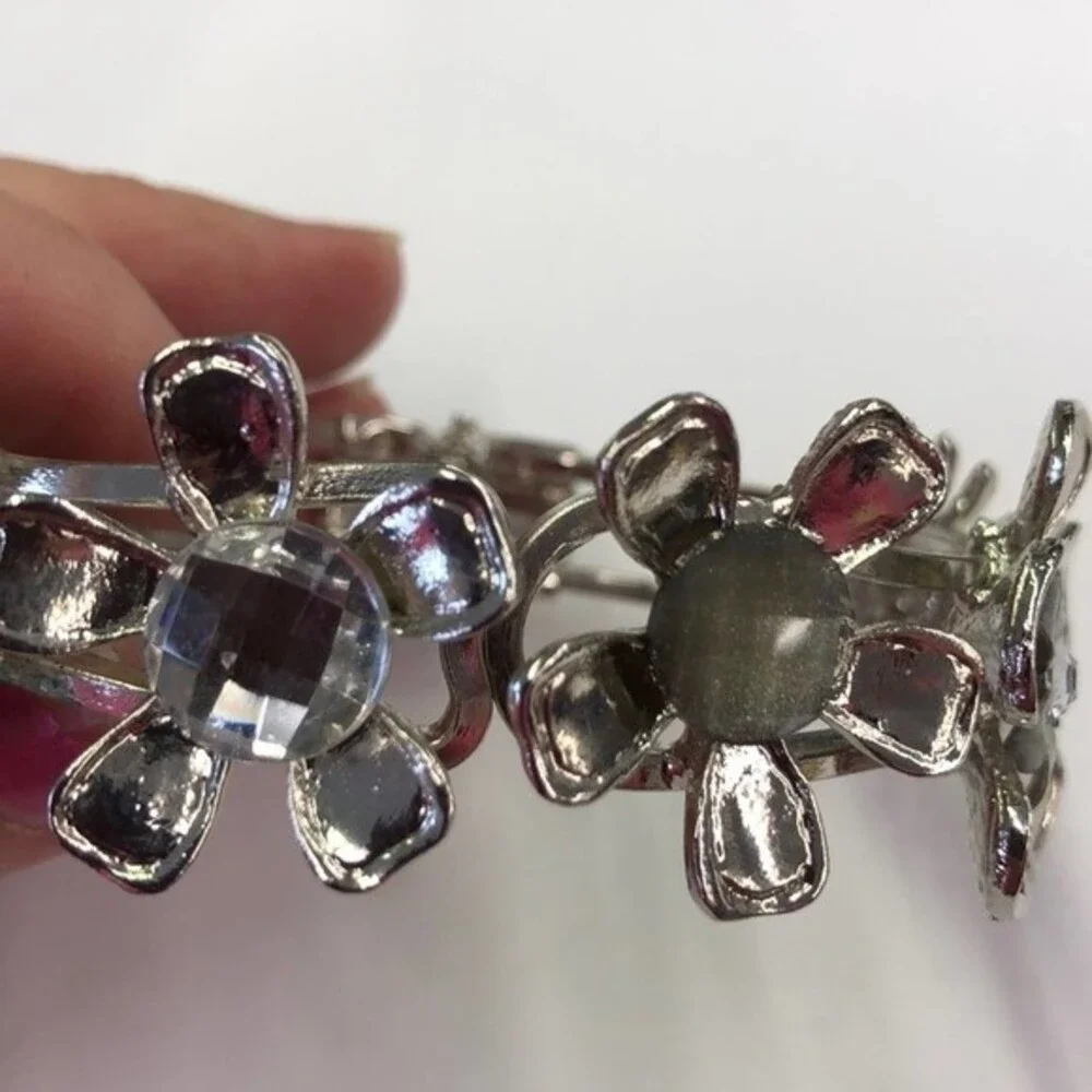 Silver Floral Cuff Bracelet
